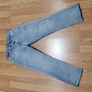 Gap womens high waisted crop distressed button fly jeans